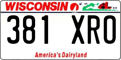WI license plate 381XRO