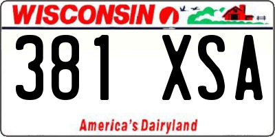 WI license plate 381XSA