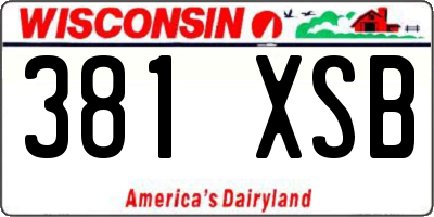 WI license plate 381XSB
