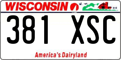 WI license plate 381XSC