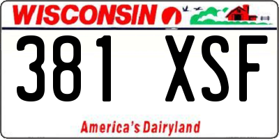 WI license plate 381XSF