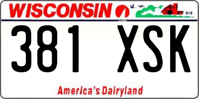 WI license plate 381XSK