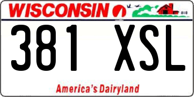 WI license plate 381XSL