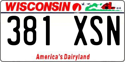 WI license plate 381XSN