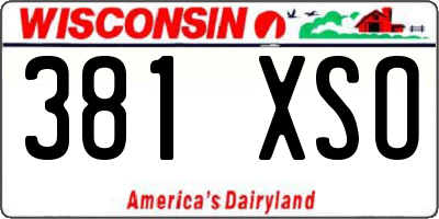 WI license plate 381XSO