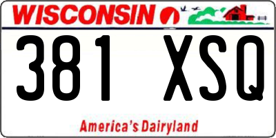 WI license plate 381XSQ