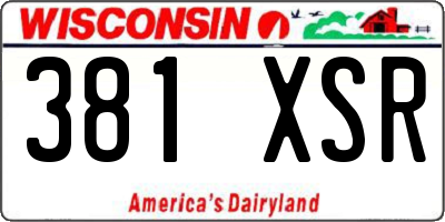 WI license plate 381XSR