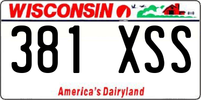 WI license plate 381XSS
