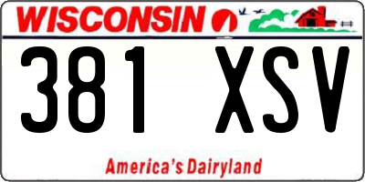 WI license plate 381XSV