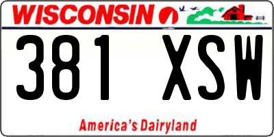 WI license plate 381XSW