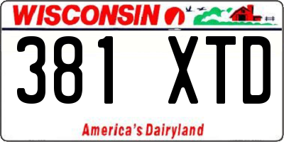 WI license plate 381XTD