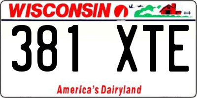 WI license plate 381XTE