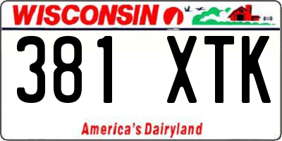 WI license plate 381XTK