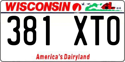 WI license plate 381XTO