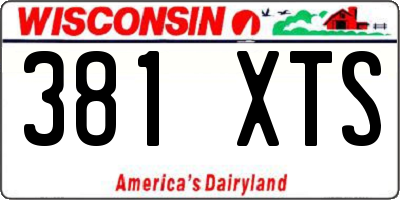 WI license plate 381XTS