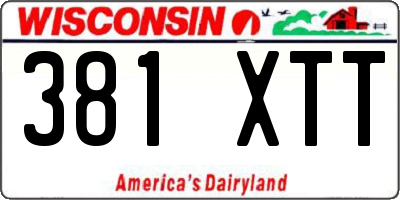 WI license plate 381XTT
