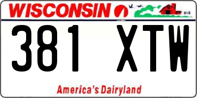 WI license plate 381XTW