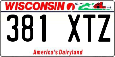 WI license plate 381XTZ
