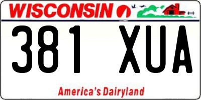 WI license plate 381XUA