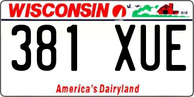 WI license plate 381XUE