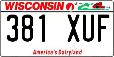 WI license plate 381XUF