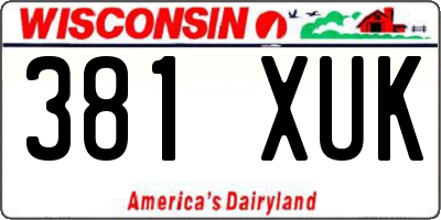 WI license plate 381XUK