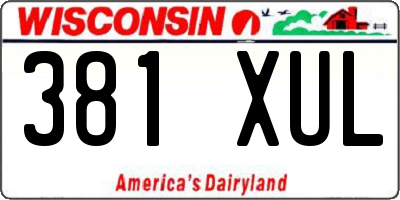 WI license plate 381XUL
