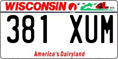 WI license plate 381XUM