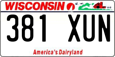 WI license plate 381XUN