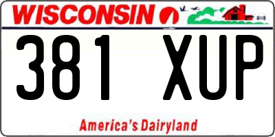 WI license plate 381XUP