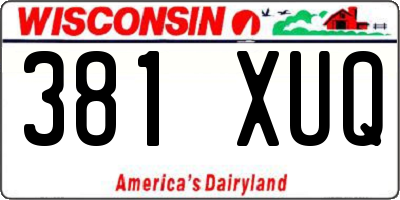 WI license plate 381XUQ