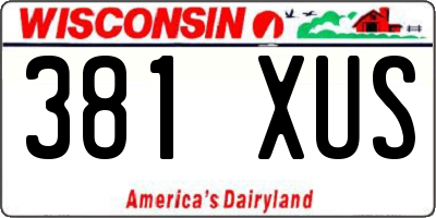 WI license plate 381XUS