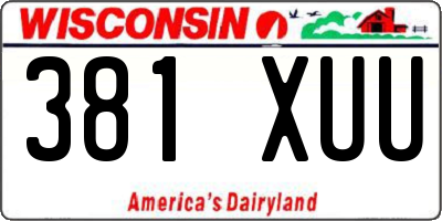 WI license plate 381XUU