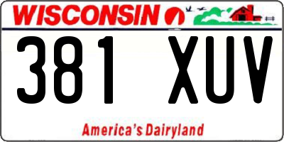 WI license plate 381XUV