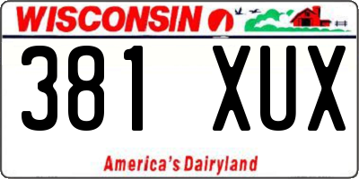 WI license plate 381XUX