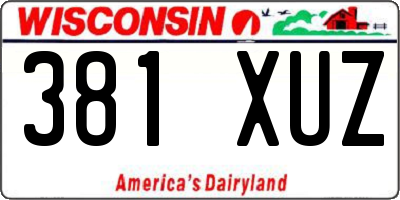 WI license plate 381XUZ