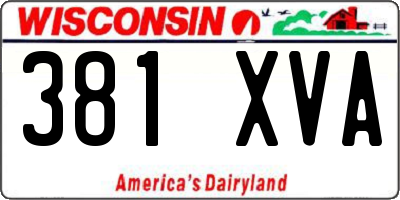 WI license plate 381XVA