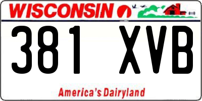 WI license plate 381XVB