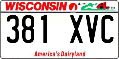 WI license plate 381XVC