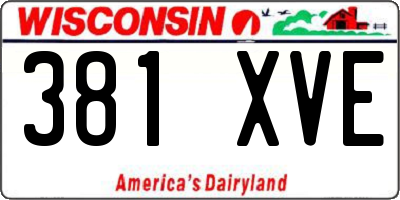 WI license plate 381XVE