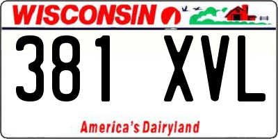 WI license plate 381XVL