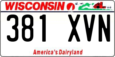WI license plate 381XVN