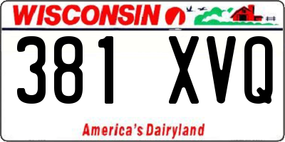 WI license plate 381XVQ