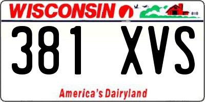 WI license plate 381XVS