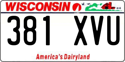 WI license plate 381XVU