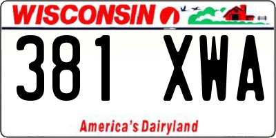 WI license plate 381XWA