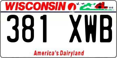 WI license plate 381XWB
