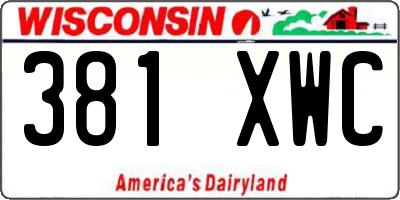 WI license plate 381XWC