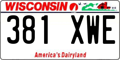 WI license plate 381XWE