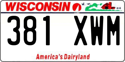 WI license plate 381XWM